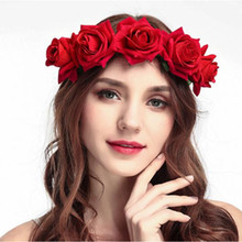 Женская повязка на голову, красная искусственная Роза, корона, повязка на голову для свадьбы/Вечеринки, аксессуары для волос для взрослых женщин, роскошная повязка на голову 2024 - купить недорого