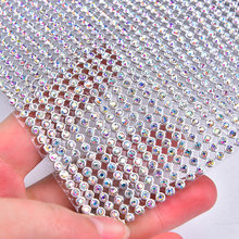 Rhinestone Mesh 2mm/3mm/4mm/6mm Trimming Glass Clear Crystal AB Applique Wedding Decoration Roll Bandind Silver/Gold Plating 2024 - buy cheap
