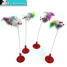 Pet Cat Toys 1pcs Funny Feather False Plush Mouse Bottom Sucker Cat Kitten Playing Toys Pet Seat Scratch Toy 20cm Free shipping 2024 - buy cheap