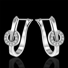 Free Shipping!!Wholesale silver plated Earring,925 jewelry silver,U-Shaped Inlaid Stone Earrings SMTE340 2024 - buy cheap