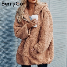 BerryGo Faux lambswool thick women jacket coat plus size Winter warm teddy coat Hooded fur coat 2018 outerwear female overcoat 2024 - buy cheap
