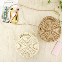 FGGS Round Paper rope Beach Bag Summer mini Vintage Handmade Crossbody straw Bag Girls Circle Rattan bag Small Bohemian Shoulder 2024 - buy cheap