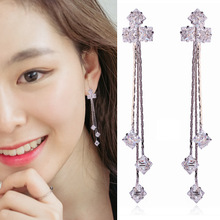 Classic Long Cubic Zirconia Tassel Clip on Earrings No Pierced Geometric Earrings for Women Crystal Luxury Wedding Earring 2024 - buy cheap