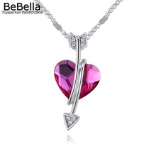BeBella-collar con colgante de cristal de corazón de flecha para mujer y niña, joyería de moda Swarovski, regalo de San Valentín 2024 - compra barato