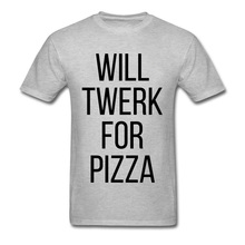 Футболка WILL TWERK для пиццы, мужские серые футболки, летняя компания, уличный стиль, короткий рукав, хлопок, вырез лодочкой, мужские футболки 2024 - купить недорого