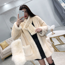 Real Mink  Fur Women Regular Length Coat with Scarf Collar Winter Thick Slim Warm Denmark Female Mink Fur Long  Jacket 2024 - buy cheap
