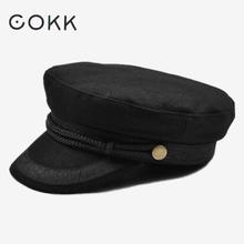 Cokk chapéu militar feminino para inverno, chapéu militar para mulheres preto e cinza 2024 - compre barato