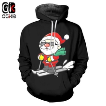 OGKB Man Christmas Trend Tops 3D Printed Ski And Sunglasses Santa Claus New Large Size 5XL Men's Hoodies 2024 - buy cheap