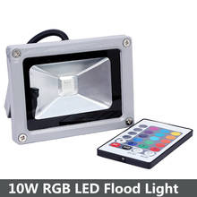 10 Вт RGB Светодиодный прожектор IP65 Водонепроницаемый прожекторная уличная лампа AC85-265V с ИК-пультом дистанционного управления для студийной фотосъемки светодиодный foco сна 2024 - купить недорого