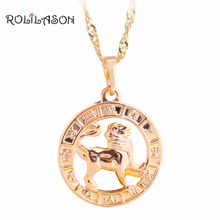 12 Constellation Round Leo design glittering Pendant yellow gold tone Fashion Jewelry Necklace Pendants without chain LN451 2024 - buy cheap