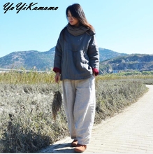 YoYiKamomo Cotton Linen Women Thcik Parkas Maxi Winter Autumn 2017 New Original Cotton-padded Loose Casual Women Coat 2024 - buy cheap