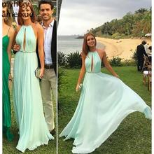 Evening Dresses Plus Size 2021 New Sexy Elegant Chiffon Halter Cheap Formal Sleeveless Backless Women Dresses Party Gowns Trajes 2024 - buy cheap