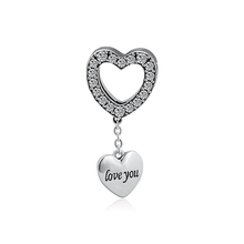 Fits for Pandora Charms Bracelets Reflexions Sweet Heart Clip Beads 100% 925 Sterling Silver Jewelry with Clear CZ Free Shipping 2024 - buy cheap