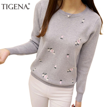 TIGENA Floral Embroidery Sweater Women 2020 Winter Long Sleeve Knitted Sweaters And Pullovers Female Knitted Jumper Lady Clothes 2024 - buy cheap