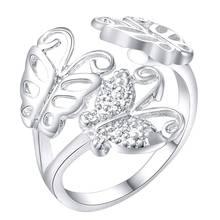 Anillo de dedo con diseño de mariposa para mujer, joyería de color plateado, estilo de fiesta, buena calidad, AR205 2024 - compra barato