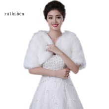 ruthshen Wedding Accessories Cheap White / Ivory Faux Fur Bridal Capes With Short Sleeves Wedding Bolero / Wraps / Shawls 2024 - buy cheap