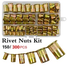 150PCS Carbon Steel Rivet Nuts Flat Head Rivet Nuts Set Nuts Insert Riveting Set M3 M4 M6 M8 M10 2024 - buy cheap