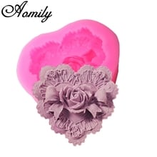 Aomily-molde de silicone para chocolate 3d, flores, laço para rosa, sabonete, vela, argila e artesanatos 2024 - compre barato