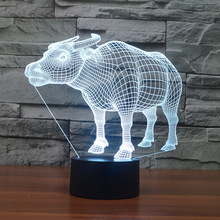 Buffalo Led Visual-lámpara de mesa estéreo 3d, mesita de noche, Personal, led 3d Sevencolor, adornos de Navidad negros para el hogar 2024 - compra barato