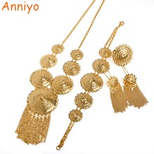 Anniyo African Party Necklace/Earrings/Bracelet 21.5cm/Ring for Women Engagement Jewelry Middle East/Arab Bride Gifts #071206 2024 - buy cheap