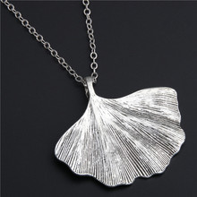 1pc Silver Color Large Ginkgo Leaves Biloba Necklaces & Pendants For Women Retro Style Lady Accessories E437 2024 - buy cheap