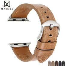 MAIKES Watch Accessories For Apple Watch Band 44mm 40mm Genuine Leather iWatch Strap 42mm 38mm Apple WatchBands Series 5 4 3 2 1 2024 - buy cheap