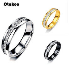 Otakoo титановые кольца из нержавеющей стали для женщин, линейка фианитов, модные ювелирные изделия оптом 2024 - купить недорого