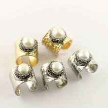 Fashion ~ 6Pcs  Rhinestone Crystal Rings , Pearl Ring Jewelry Finding 2024 - buy cheap