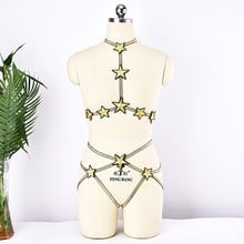 Women Pentagram Harness Set Gothic Fetish Gold Sparkling Hanging Neck Bondage Harness Harajuku Pentagram Panties Sexy Briefs 2024 - buy cheap