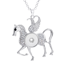 Hot sale XL0006 Rhinestone Horse DIY beauty snap Pendant Necklace fit 18mm beauty snap buttons fashion snap jewelry women 2024 - buy cheap