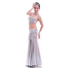 Traje profissional para dança do ventre, 4 peças, roupa para performance de palco, colar, cinto, sutiã, roupas de dança do ventre 7010 2024 - compre barato