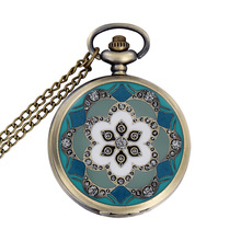 Reloj de bolsillo de cuarzo Unisex, Jade VERDE, bronce, Vintage, collar con cadena colgante, CF1042 2024 - compra barato