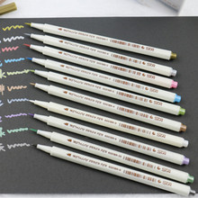 Caneta marcador metálica colorida, caneta marcadora metálica colorida de 10 cores para scrapbooking diy, artesanato à prova d'água, caneta marcadora de arte com 10 peças 2024 - compre barato