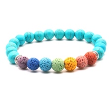 8mm Colourful Lava Stone 7 Chakras Beads Arom Essential Oil Diffuser Bracelet Yoga Strand Jewelry Kallaite Howlite Women Men 2024 - buy cheap