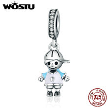 WOSTU Brand New 100% 925 Sterling Silver Little Cute Boy Son Pendant Dangle fit Charm Bracelet Necklace DIY Jewelry Gift CQC544 2024 - buy cheap