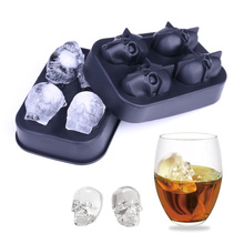 Creative 4-Cavity Silicone Skull Ice Cube Maker 3D Mold Halloween Skull Shaped Whisky Wine Form For Ice Tray Cream Baking Model 2024 - buy cheap