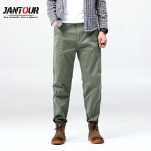 Мужские повседневные брюки Jantour, хлопковые зауженные брюки, модные зеленые брюки, Мужская брендовая одежда, большие размеры 30-40-42-44-46-48 2024 - купить недорого