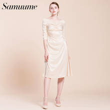 Samuume Women Elegant Midi Dress New Arrival Autumn Office Lady Half Sleeve O-Neck Party A-Line Dresses Vestidos A1709054 2024 - buy cheap