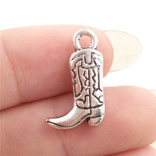 BULK 30 Zinc Alloy Western Cowboy Cowgirl Boots Charms Antique Silver Plated DIY Pendant for Bracelet 11*18mm 1.7g 2024 - buy cheap