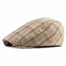 Cotton Plaid Beret Hat For Women Vintage Grid Summer Flat Sunhat British Style Cabbie Ivy Peaked Cap Retro Newsboy Flat Cap 2024 - buy cheap