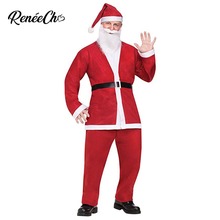 Reneecho-Disfraz de Papá Noel clásico para adulto, conjunto de sombrero, barato, para Navidad, Festival, Cosplay, 2018 2024 - compra barato