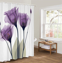 New 3D Printed Lotus Waterproof Mildew Polyester Shower Curtain Thickened Toilet Partition Curtain Bathroom Curtain with Hooks 2024 - buy cheap