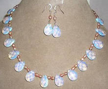 Hot sell Noble- shippingPink pearl /Sri Lanka Moonstone drops pendant necklace Earrings set (A0423) 2024 - buy cheap