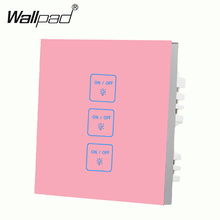 New Arrival Wallpad Smart Home 3 Gang 1 Way Luxury Pink Glass LED Wall Electric Switch Touch Panel 2024 - buy cheap