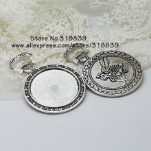 Antique Silver Metal Zinc Alloy Trendy Cameo Rabbit Round Pendant Blanks Setting Cabochon Pendant Settings 35mm 5pcs 7723 2024 - buy cheap