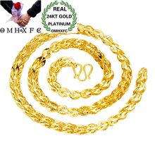 MHXFC-collar de cadena de oro de 24KT para hombre y mujer, cadena de 50cm de largo, para fiesta, boda, Unisex, venta al por mayor, Europeo, NL72 2024 - compra barato