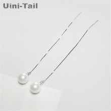 Uini-tail-pendientes largos de Plata de Ley 925, temperamento coreano con borlas y perlas, a la moda, venta al por mayor, de alta calidad 2024 - compra barato