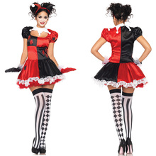 Women Adult Clown Circus Cosplay Costume Plaid Dress Carnival Halloween Joker performance costume party dress 2024 - buy cheap
