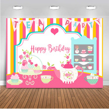 Candy Bar Backdrop for Photography Happy Birthday Dessert Table Background for Photo Booth Studio Girl Theme Party Decoration 2024 - buy cheap