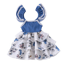 2018 Summer Clothes Newborn Baby Lace Dress Ruffles Sleeve Dresses for Girls Vestidos Infant Clothing Backless Denim Tutu Dress 2024 - buy cheap